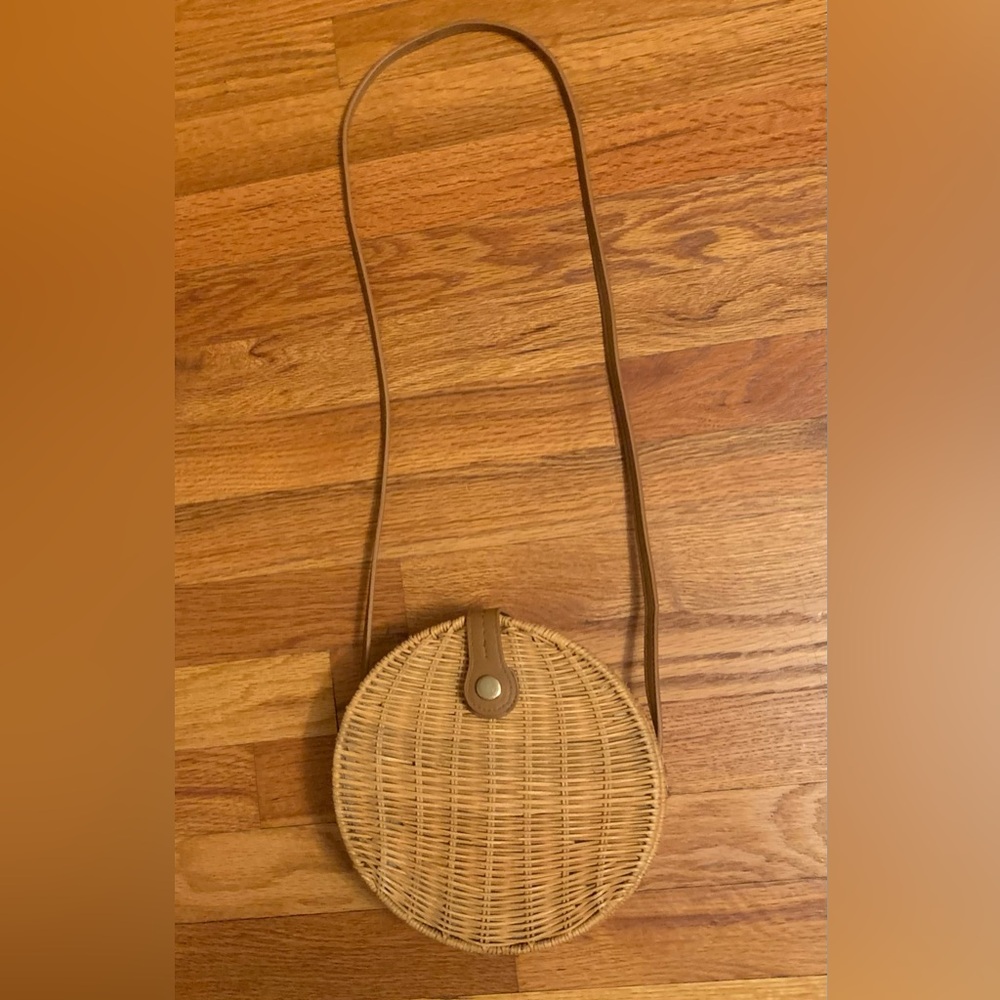 Zara Round Raffia Crossbody Bag